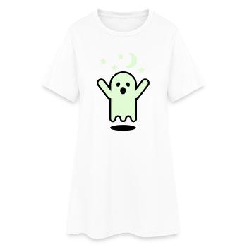 Glow in the dark Geister - Frauen T-Shirt-Kleid - Weiß - Vorne