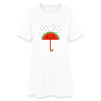 Raining Watermelon Seeds And Umbrella - Women’s T-Shirt Dress - white - Front