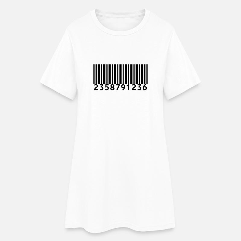 Print EAN Code - Frauen T-Shirt-Kleid - Weiß
