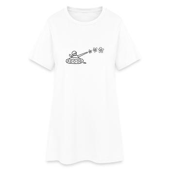 Panzer mit Blumen - Frauen T-Shirt-Kleid - Weiß - Vorne