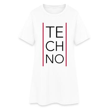 Techno - Frauen T-Shirt-Kleid - Weiß - Vorne