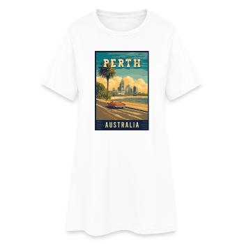 Erleben Sie City by the Swan River Perth in Australien - Frauen T-Shirt-Kleid - Weiß - Vorne