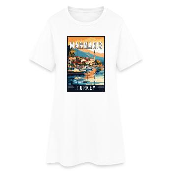 Découvrez des marmaris enchanteurs en Turquie - Robe T-shirt Femme - blanc - Devant