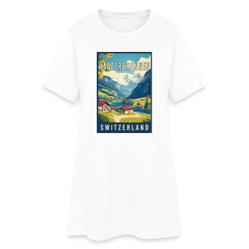 Entdecken Sie majestätische Alpen, Lauterbrunnen, Schweiz - Frauen T-Shirt-Kleid - Weiß - Vorne