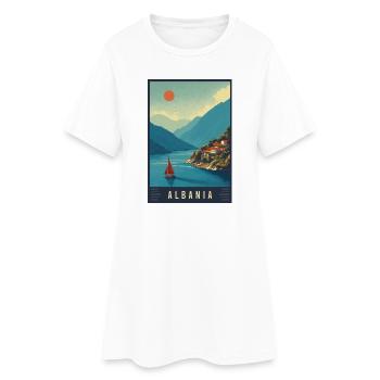 Découvrez les plages et les villes historiques d’Albanie - Robe T-shirt Femme - blanc - Devant