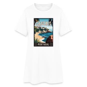 Erleben Sie die Küstenschönheit von Cascais in Portugal - Frauen T-Shirt-Kleid - Weiß - Vorne
