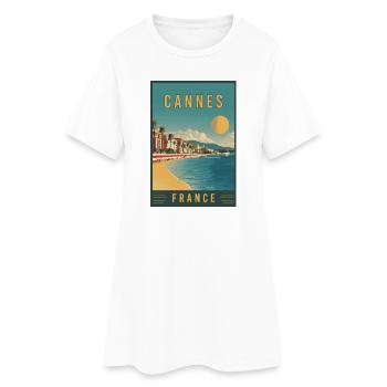 Découvrez la Côte d’Azur et Cannes en France - Robe T-shirt Femme - blanc - Devant