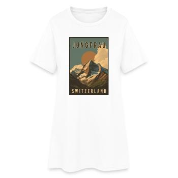 Entdecken Sie die Schweizer Landschaft Jungfrau in der Schweiz - Frauen T-Shirt-Kleid - Weiß - Vorne