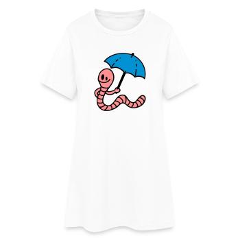 Regenwurm - Frauen T-Shirt-Kleid - Weiß - Vorne
