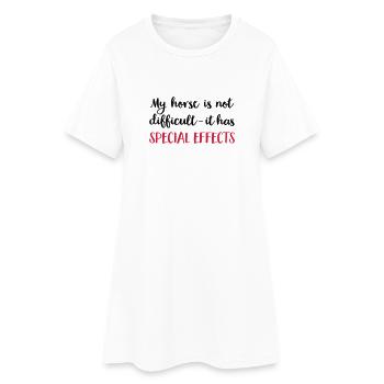 Pferde - Frauen T-Shirt-Kleid - Weiß - Vorne