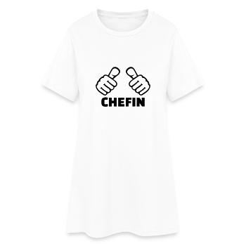 Chefin - Frauen T-Shirt-Kleid - Weiß - Vorne
