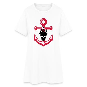 Anker und Schädel - Frauen T-Shirt-Kleid - Weiß - Vorne