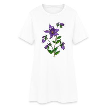 Blumen - Frauen T-Shirt-Kleid - Weiß - Vorne