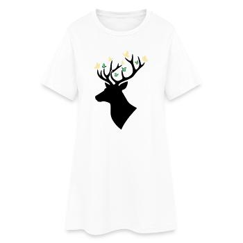 Deer Head Butterfly Multicolored - Women’s T-Shirt Dress - white - Front