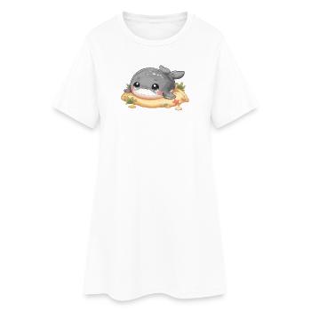 Wal auf Sandbank - Frauen T-Shirt-Kleid - Weiß - Vorne