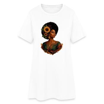 Afro Woman Sunflower Crown - Women’s T-Shirt Dress - white - Front