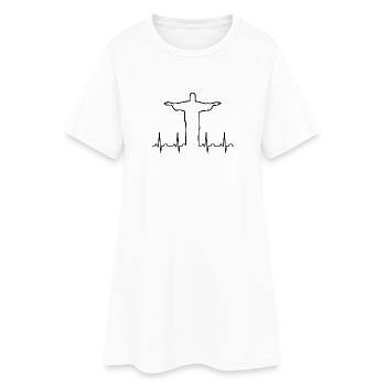 Jesus Christus Herzschlag (schwarz) - Frauen T-Shirt-Kleid - Weiß - Vorne