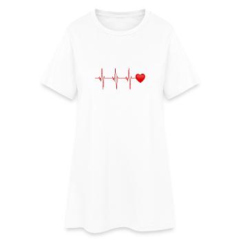 Rythme cardiaque v1 rouge - Robe T-shirt Femme - blanc - Devant
