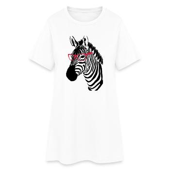 Zebra mit Brille - Frauen T-Shirt-Kleid - Weiß - Vorne