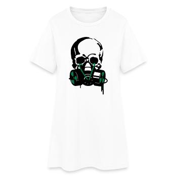 crâne + masque - Robe T-shirt Femme - blanc - Devant