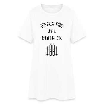 Biathlon / Biathlète / Ski de fond / Skier / Neige - Robe T-shirt Femme - blanc - Devant