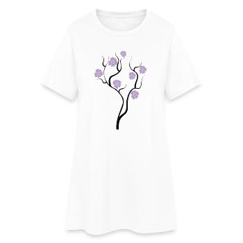 Tree with purple flowers - Creative illustration - Women’s T-Shirt Dress - white - Front