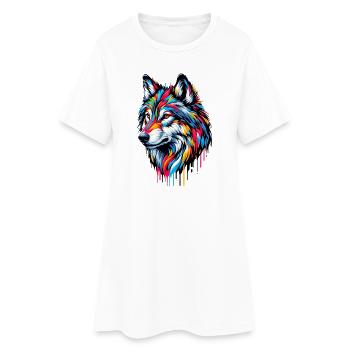 Loup - Robe T-shirt Femme - blanc - Devant