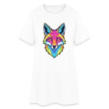 Portrait de loup coloré avec style géométrique - Robe T-shirt Femme - blanc - Devant