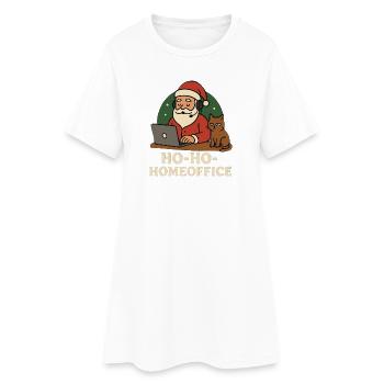 Bureau de Noël Père Noël Chat Illustration - Robe T-shirt Femme - blanc - Devant