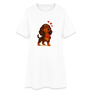 Cocker Spaniel amoureux - Robe T-shirt Femme - blanc - Devant