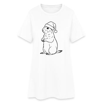 Suricate de Noël avec chapeau – Style mignon - Robe T-shirt Femme - blanc - Devant