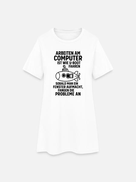 Computer Witz Probleme Fenster öffnen U Boot - Frauen T-Shirt-Kleid - Weiß