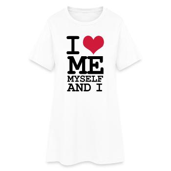 Je m’aime moi-même et je - Humour - Robe T-shirt Femme - blanc - Devant