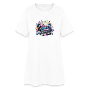 Logo t-shirt TV rétro Signal Arc-en-Ciel - Robe T-shirt Femme - blanc - Devant