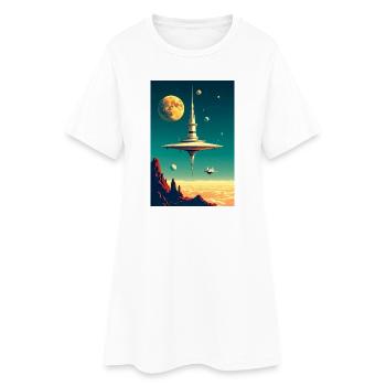 Städte beginnen über die Zukunft der Wolken zu schweben - Frauen T-Shirt-Kleid - Weiß - Vorne