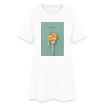 Delizioso Pasta Design italienische  Küche - Frauen T-Shirt-Kleid - Weiß - Vorne
