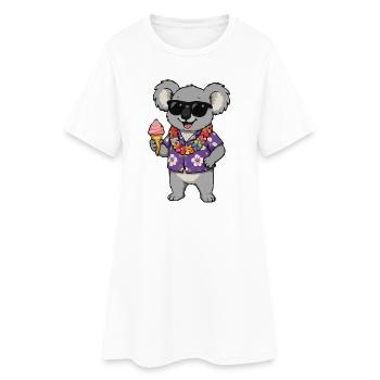 Koala Hawaii Eis - Frauen T-Shirt-Kleid - Weiß - Vorne