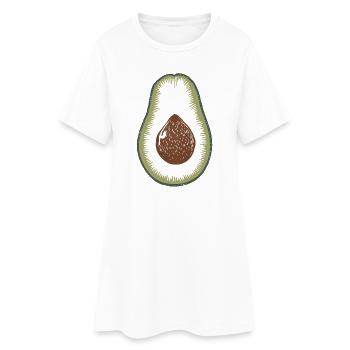 Avocado Botanische Linolschnitt Illustration - Frauen T-Shirt-Kleid - Weiß - Vorne