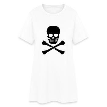 Totenkopf - Frauen T-Shirt-Kleid - Weiß - Vorne