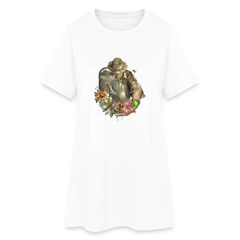 Gärtner Grüner Daumen Biene RAHMENLOS Geschenk - Frauen T-Shirt-Kleid - Weiß - Vorne