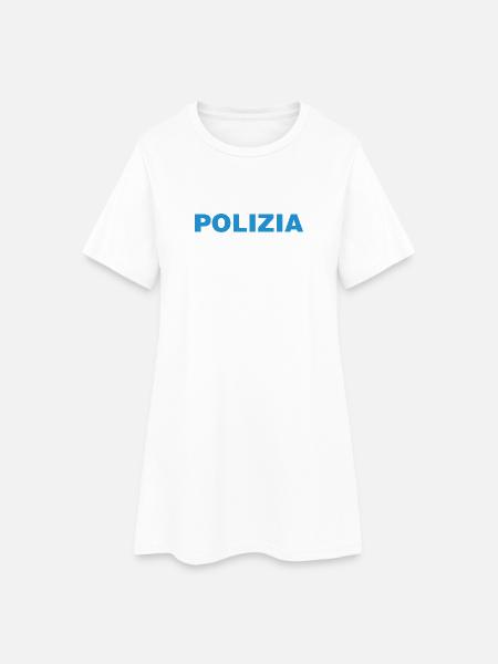 Police On – Lustiges T-Shirt mit Textmotiv - Frauen T-Shirt-Kleid - Weiß