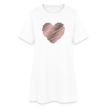 Cœur pinceau en or rose – Design Minimal Love - Robe T-shirt Femme - blanc - Devant