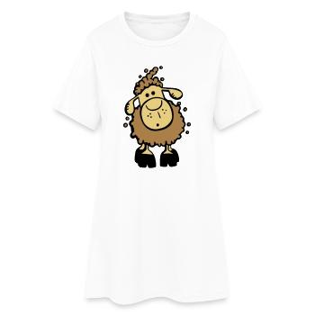 Flauschiges Schaf I Schäfchen I Kinder Geschenk - Frauen T-Shirt-Kleid - Weiß - Vorne