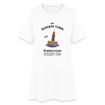 Der schiefe Turm Bremerhaven, Leuchtturm Zeichnung - Frauen T-Shirt-Kleid - Weiß - Vorne