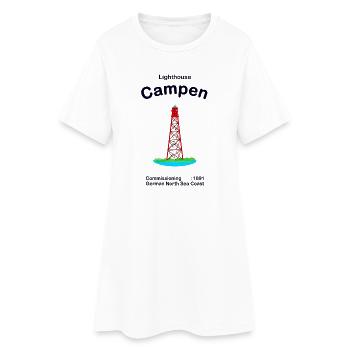 Leuchtturm Campen Nordsee Deutschland, Zeichnung - Frauen T-Shirt-Kleid - Weiß - Vorne