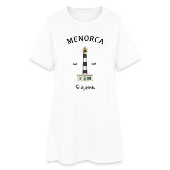 Menorca, Leuchtturm am Cap d‘Artrutx, Zeichnung - Frauen T-Shirt-Kleid - Weiß - Vorne