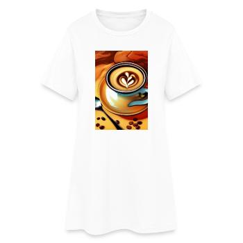 Café, grains de café - Robe T-shirt Femme - blanc - Devant