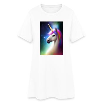 Einhorn - Frauen T-Shirt-Kleid - Weiß - Vorne