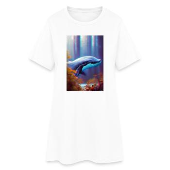 Baleine dans la forêt Surréalisme - Robe T-shirt Femme - blanc - Devant