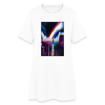 Futuristische Regenbogen Stadt Kunst - Frauen T-Shirt-Kleid - Weiß - Vorne